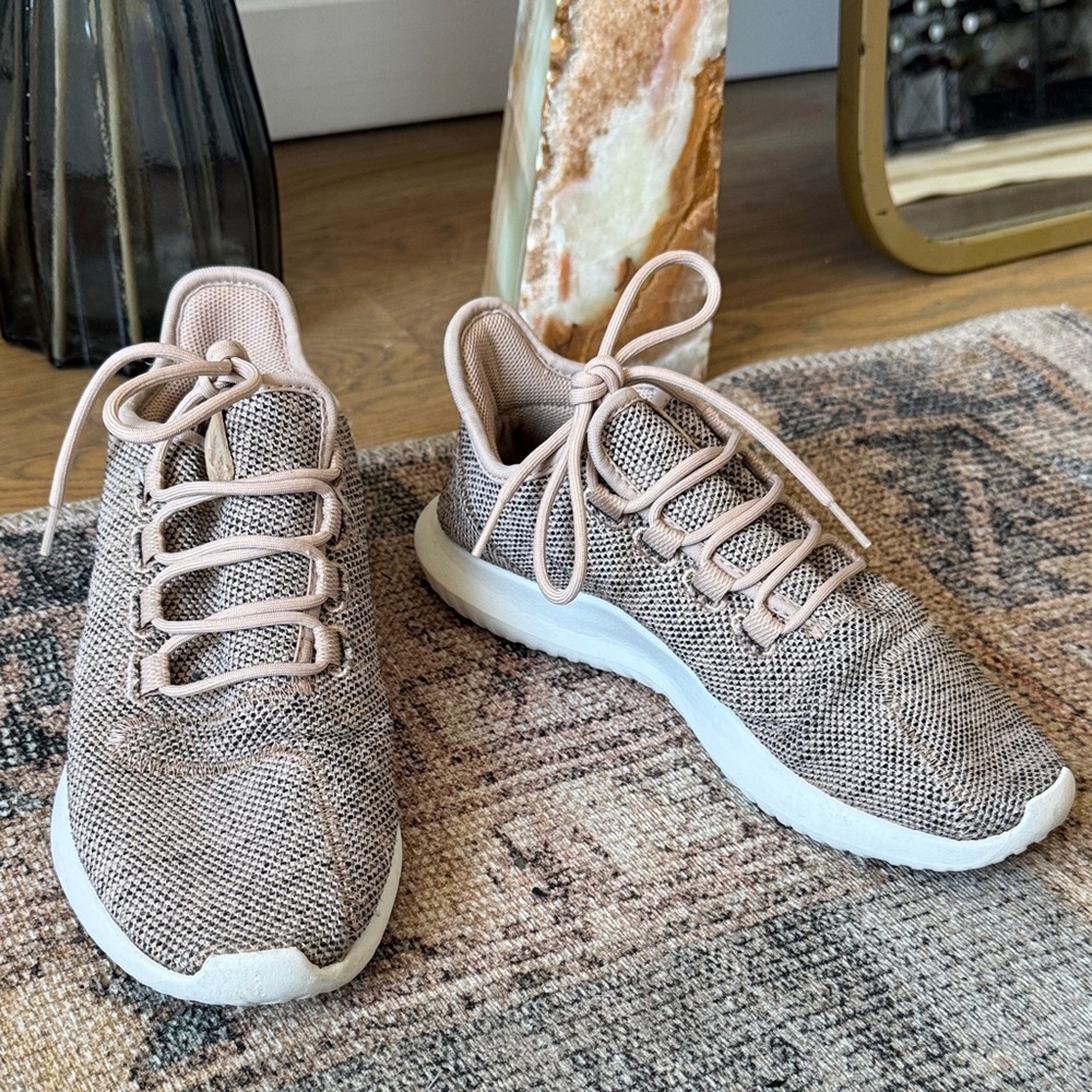 Adidas Light Taupe Knit Lace-Up Women's Sneakers